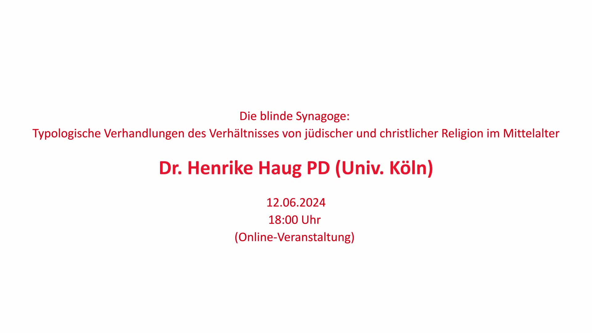 Thumbnail - Die blinde Synagoge: Typologische Verhandlungen des Verhältnisses von jüdischer und christlicher Religion im Mittelalter